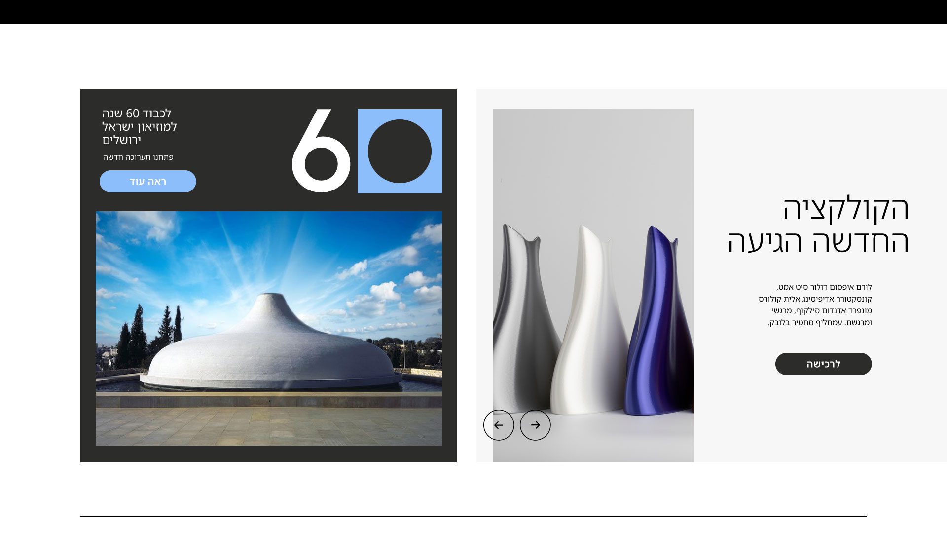 בניית אתר חנות עבור מוזיאון ישראל בירושליים